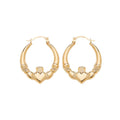 9K Yellow Gold Claddagh Hoop Earrings