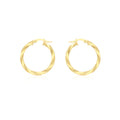 9K Yellow Gold 25mm Flat Twist Hoop Earrings