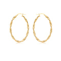 9K Yellow Gold Faceted Oval Twist Hoop Earrings