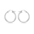 9K White Gold Plain 21mm Hoop Earrings