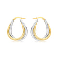 9K 2 Colour Gold Twisted Double Oval Hoop Earrings