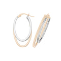 9K 2 Colour Gold Flat Double Oval Hoop Earrings