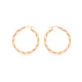9K Rose Gold 30mm Flat Wrap Hoop Earrings