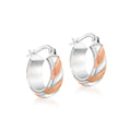 9K 2 colour Gold Satin & Polished Twist Hoop Earrings