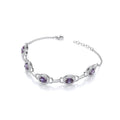Amethyst & Clear CZ Halo Style Ladies Silver Bracelet