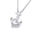 Anchor CZ Heart Pendant With Chain