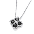 Black Four Leaf Clover CZ Silver Necklace