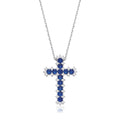 Blue & Clear CZ Cross With Chain