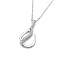 Flat Teardrop Silver Pendant With Chain