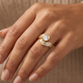 9K Yellow Gold Double Row CZ Solitaire Twist Ring