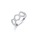 Honeycomb Style Micro Pave CZ Silver Ring