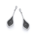 Micro Pave' Black & Clear CZ Drop Earrings