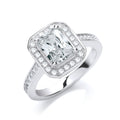 Micro Pave' Emerald Shape CZ & Shoulder Ring