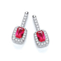 Micro Pave' Fancy Drop Earring With Small Red CZ