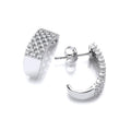 Micro Pave Multi Row CZ Silver Earrings