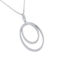 Micro Pave' Oval Double Row CZ Pendant With 18" Chain