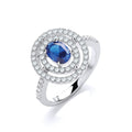 Micro Pave' Sapphire Blue & Clear CZ Ring