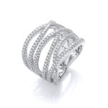 Micro Pave' Six Rows Of Clear CZ Ring