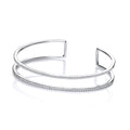 Micro Pave' Two Row CZ Cuff Silver Bangle