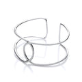 Micro Pave' Two Row CZ Interlocking Cuff Silver Bangle