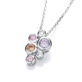 Multi Colour Rubover Set CZ Pendant With Chain