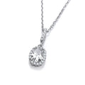 Oval Clear CZ Drop Pendant With 18" Chain