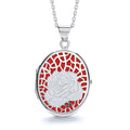 Oval Rose On Red Background Locket