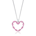 Pink Heart Silver Drop Necklace