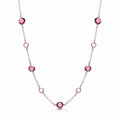 Purple, Pink Stones, Silver Rose Coated Necklace