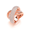 Rose Coated Large Intertwined Design Silver CZ Ring