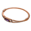 Rose Coated Silver, Micro Pave' CZ's And Stone Bangle