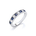 Sapphire Blue & Clear CZ Half Et Silver Ring