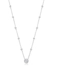 Silver 10 Rubover CZ With Halo CZ Pendant Necklace
