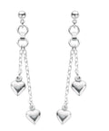 Silver 2-strand Heart Drop Earrings