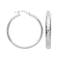 Silver 30mm Tyre Tread Design D Shape Earrings