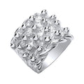 Silver 4 Row Keeper, Woven Back Large Ring