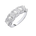 Silver 5 Emerald Cut CZ Halo Ring