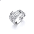 Silver 5-layer Baguette & Round CZ's Ring