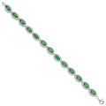Silver 7.4mm Green Marquise Cut CZ Ladies Bracelet