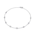 Silver 8 Rubover Clear CZ's Ladies Anklet