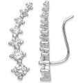 Silver Arc-shaped Earrings Hook Claw Set CZ Earrings Clip Earrings