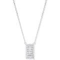 Silver Asymmetric CZ Pendant Necklace 16