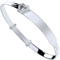 Silver Baby Id With CZ Heart Expandable Bangle