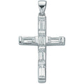 Silver Baguette Cut CZ Cross