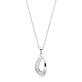 Silver Baguette CZ Open Teardrop Pendant With Chain