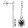 Silver Black Cluster CZ Drop Earrings