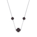 Silver Black Enamel Four Leaf Clover Necklace