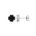 Silver Black Enamel Four Leaf Clover Studs