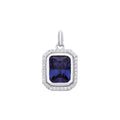 Silver Blue Octagon CZ Pendant