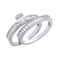 Silver Bridal Set Baguette CZ Half Et Rings